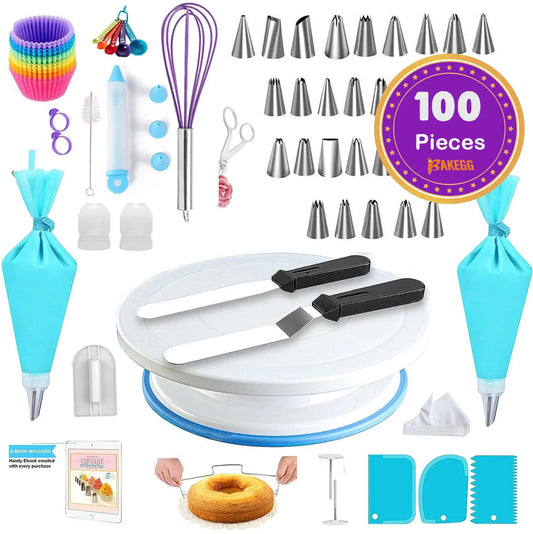 Cake Decoration Set With Rotating Carousel And Russian Piping Tips