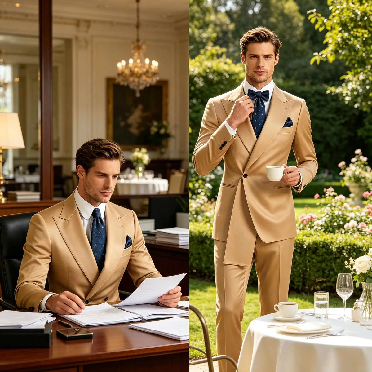 Men's Satin Peak Lapel Tuxedo 2-Piece Suit High Quality Slim Fit One Button Formal Blazer & Pants Luxury Wedding Dinner Suits