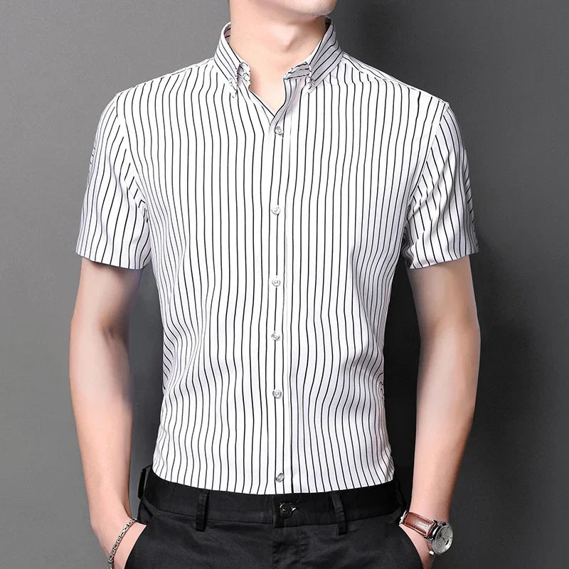 Browon Men Short Sleeve Anti Wrinkle Business Dress Shirt