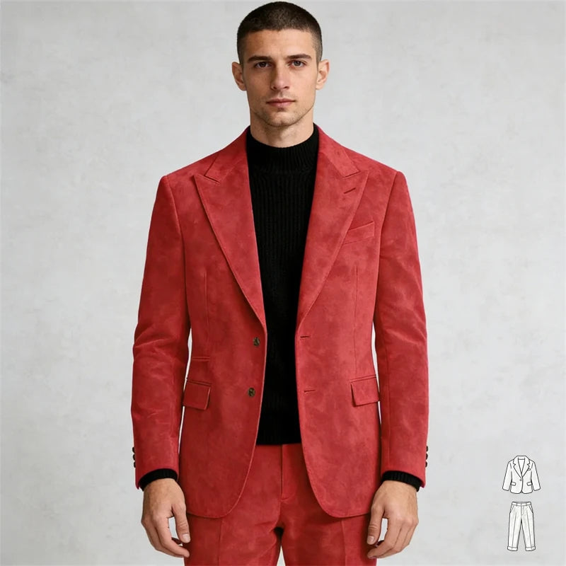 Xomoflag Men Two Piece Slim Fit Suits With Peak Lapel