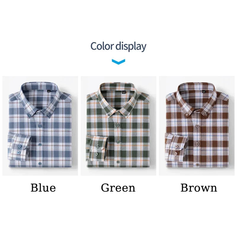 Browon Men Casual Checkered Business Long Sleeve Shirt