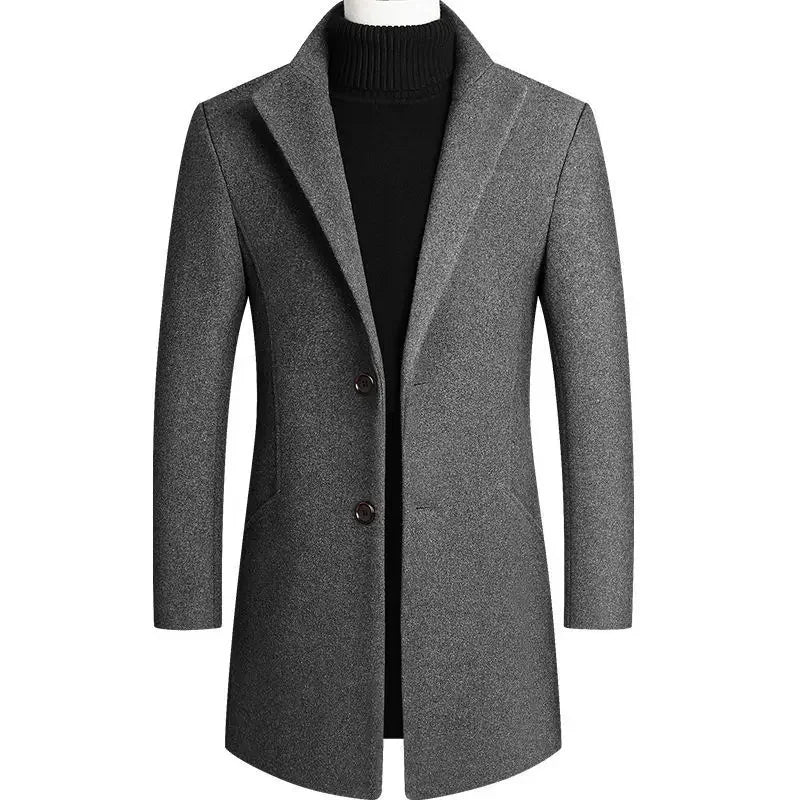 BROWON Brand Korean Coat Men 2026 Autumn and Winter Woolen Men Coat New Casual Slim Fit Windbreaker Long Solid Color Men Jacket