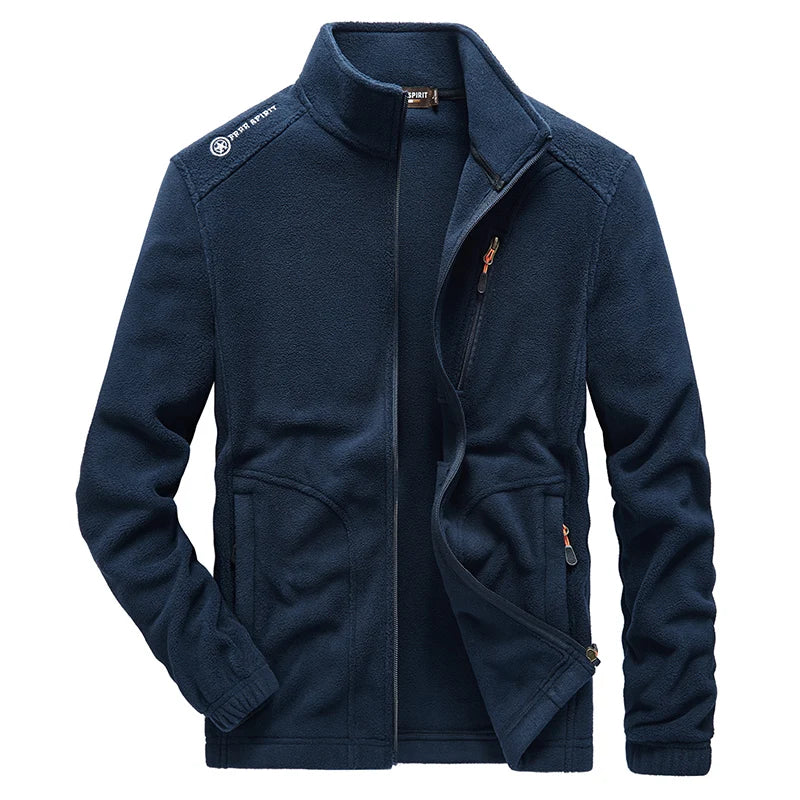 BROWON Brand Men Jackets 2026 Spring and Autumn New Men Fleece Jacket Solid Color Stand Collar Polar Fleece Jacket Men Clothing