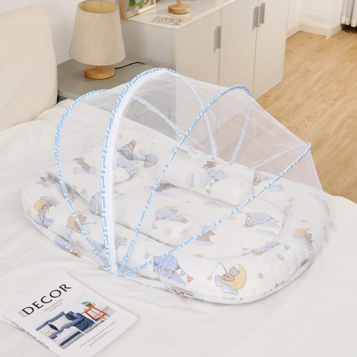 Neonatal Sleeping Pad Bedding Set For Crib With Mosquito Net All Season