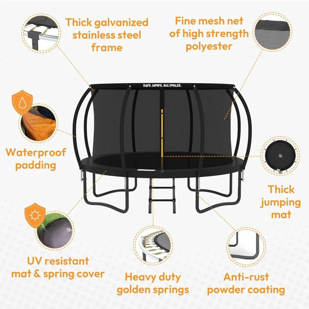 10FT Outdoor Trampoline with Safety Enclosure, Non-Slip Ladder and Anti-Rust Coated Frame, ASTM Certified, Customized