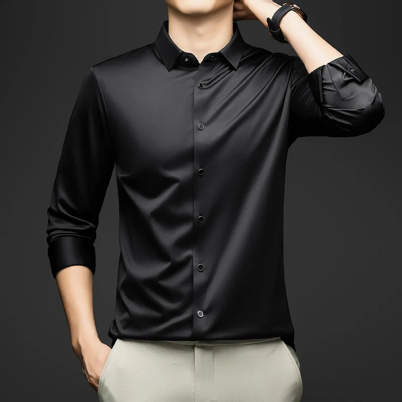 BROWON Mens Long Sleeve Formal Elegant Business Shirt