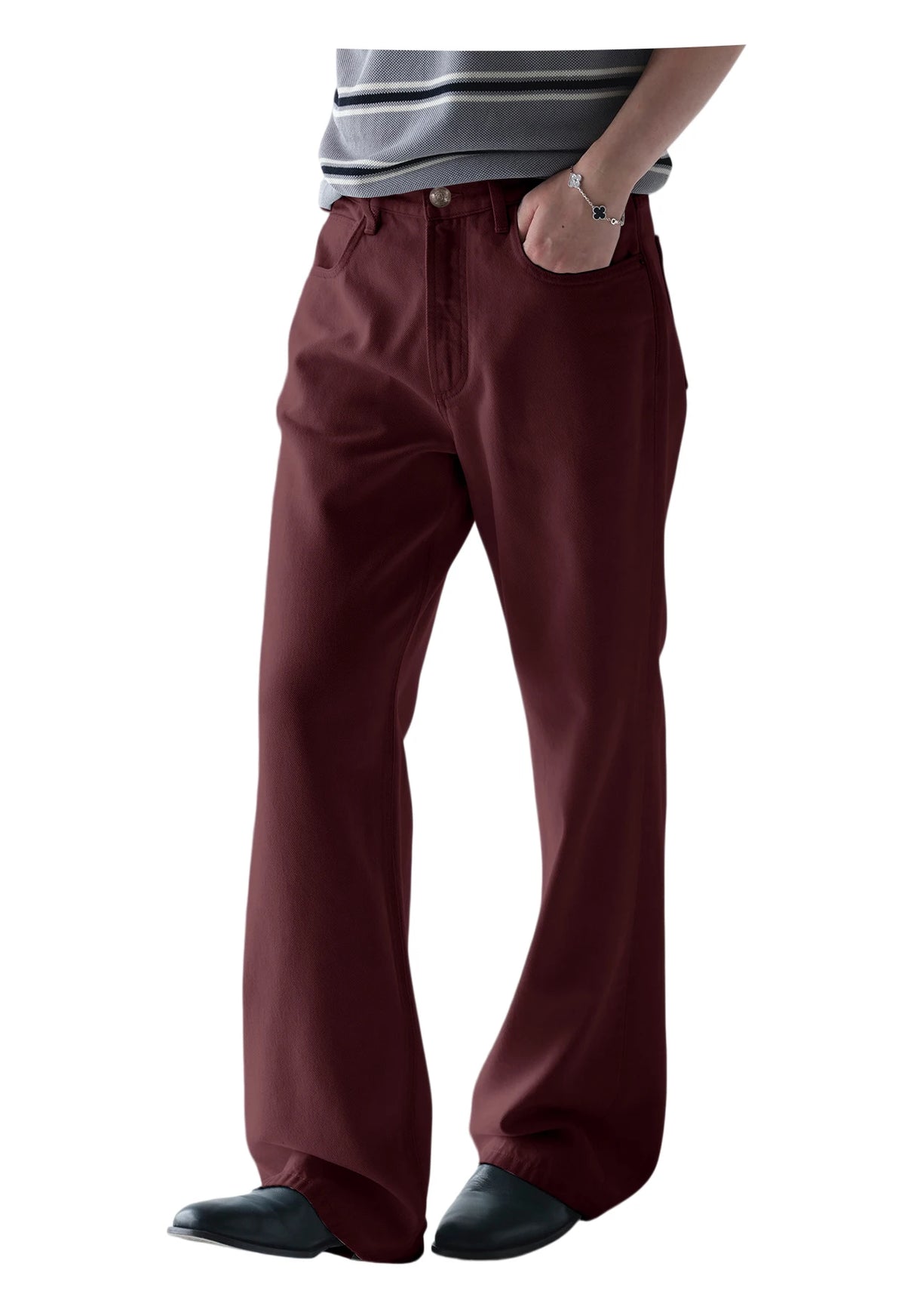 Men's Denim Straight Pants High Waist Pleated Casual Trousers Business Formal Breathable Loose Fit Wide Leg Suit Pants Summer