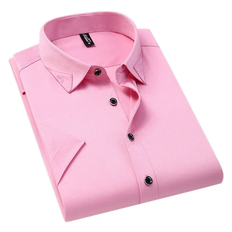Browon Men Short Sleeve Anti Wrinkle Casual Shirt