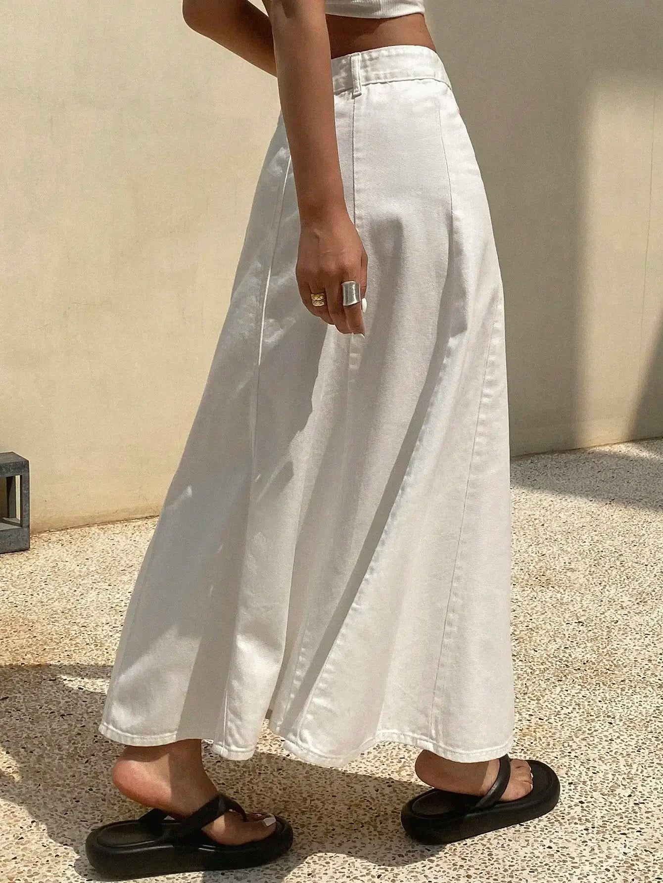 A-Line Denim Midi Skirt for Women 100 Percent Cotton