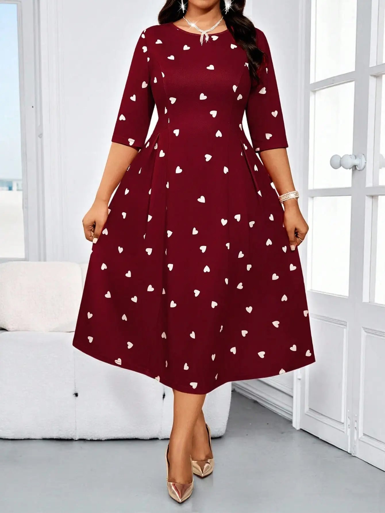 Elegant Color Block Striped Midi Dress Knee Length Black And Pink Women Spring Summer Outfit