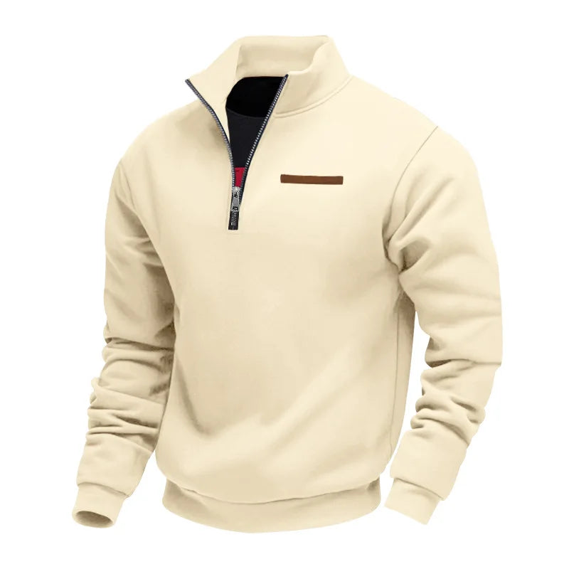 American autumn and winter heavy fleece long-sleeved men's sweater half zipper loose stand-up collar pullover men's 2028