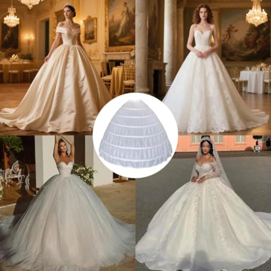 Women Crinoline Petticoat Full A-Line Slips Long Under for Wedding Bridal Dress Ball Gown