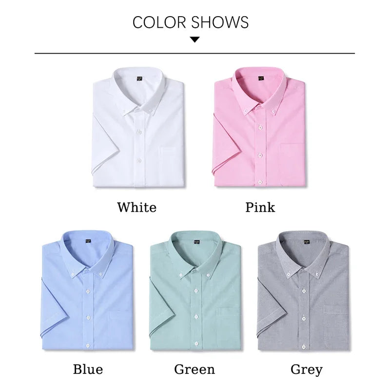 Browon Mens Oxford Short Sleeve Business Work Shirt