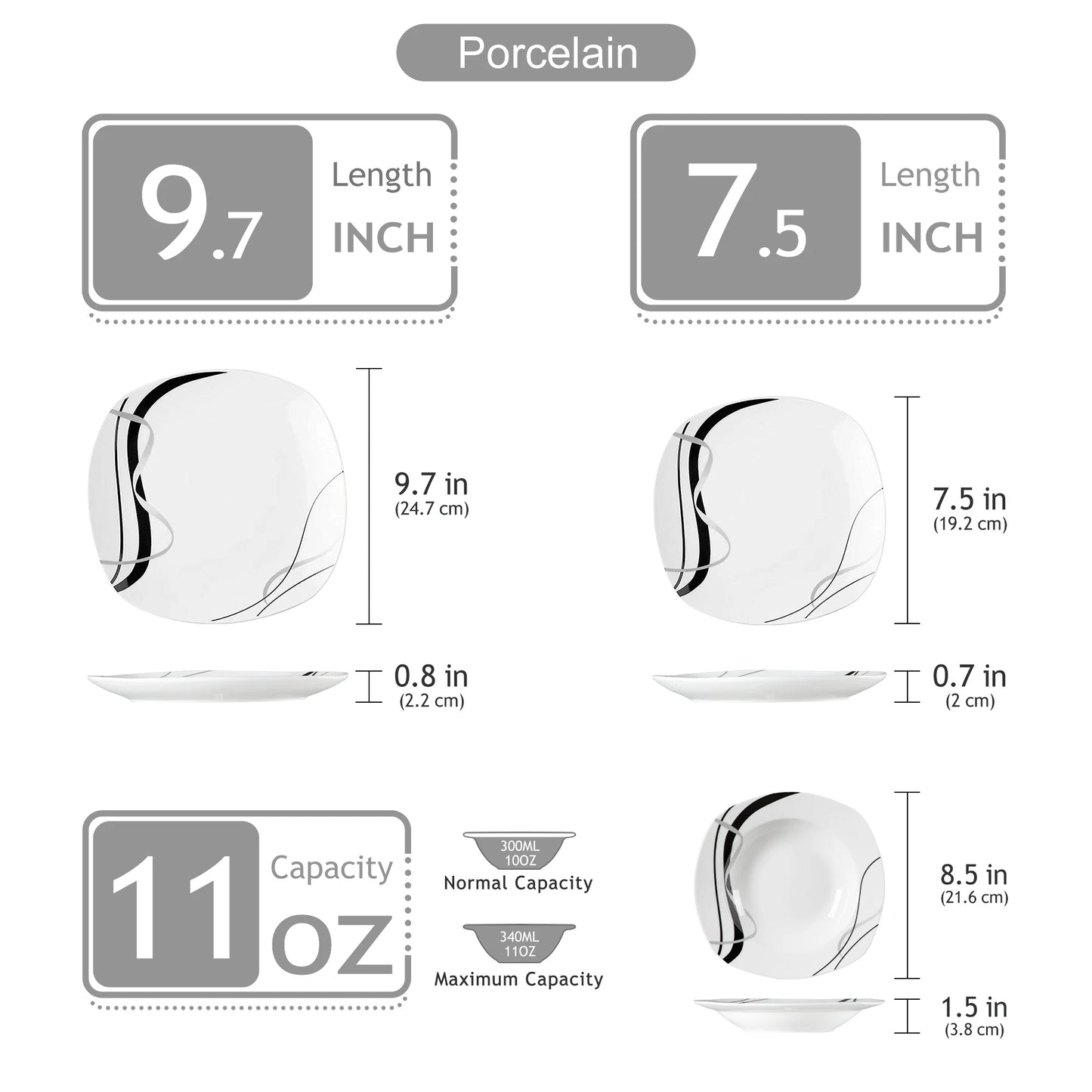 MALACASA Fiona Porcelain Dinnerware Set 18 36 Pieces
