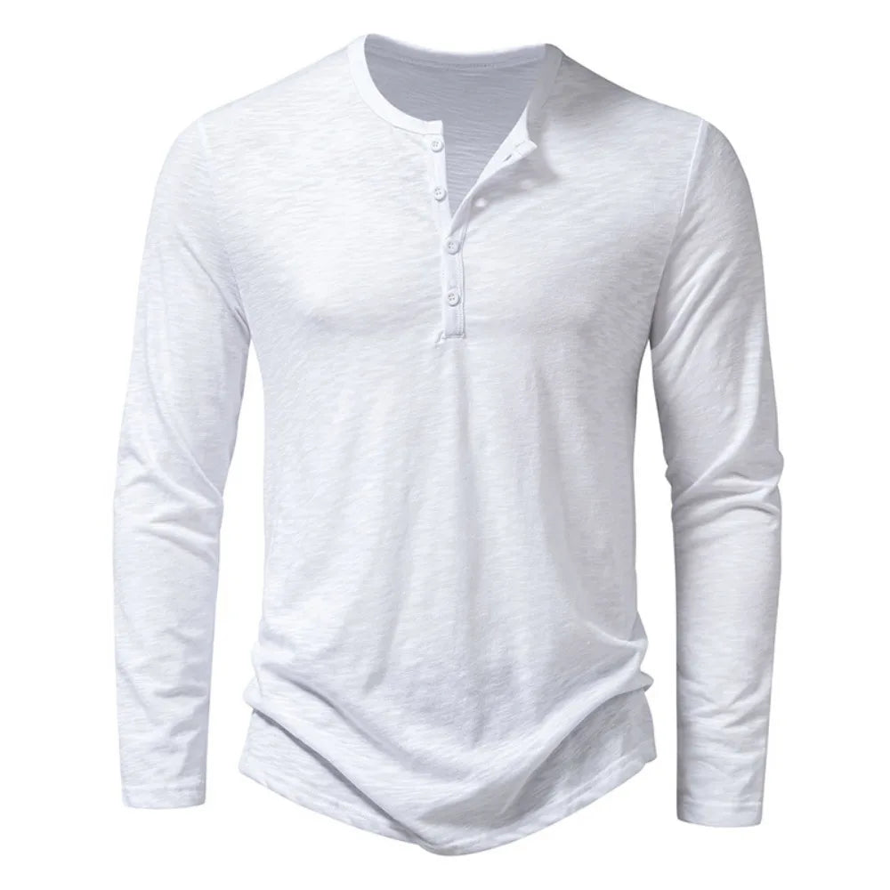 King Billion Men's Cotton Button Henley Long Sleeve Shirt