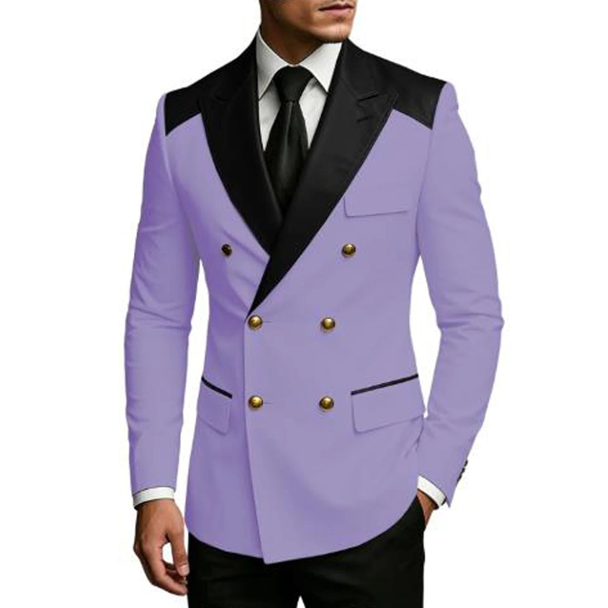 Men's Double Breasted Blazer Slim Fit Contrast Color Suit Jacket Business Casual Formal Wear for Wedding Prom Party Sport Coats