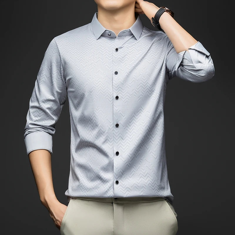 BROWON Men Shirt Long Sleeve Autumn 2026 New Solid Color Casual Luxury Shirt  Man Business Office Slim Shirts for Men Clothes