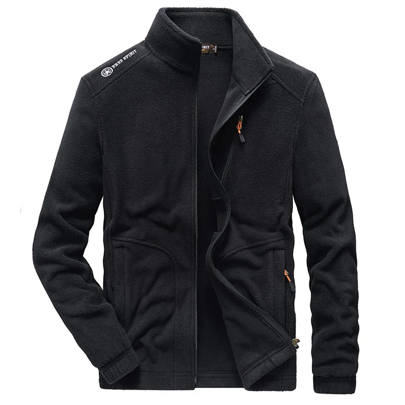BROWON Brand Men Jackets 2026 Spring and Autumn New Men Fleece Jacket Solid Color Stand Collar Polar Fleece Jacket Men Clothing