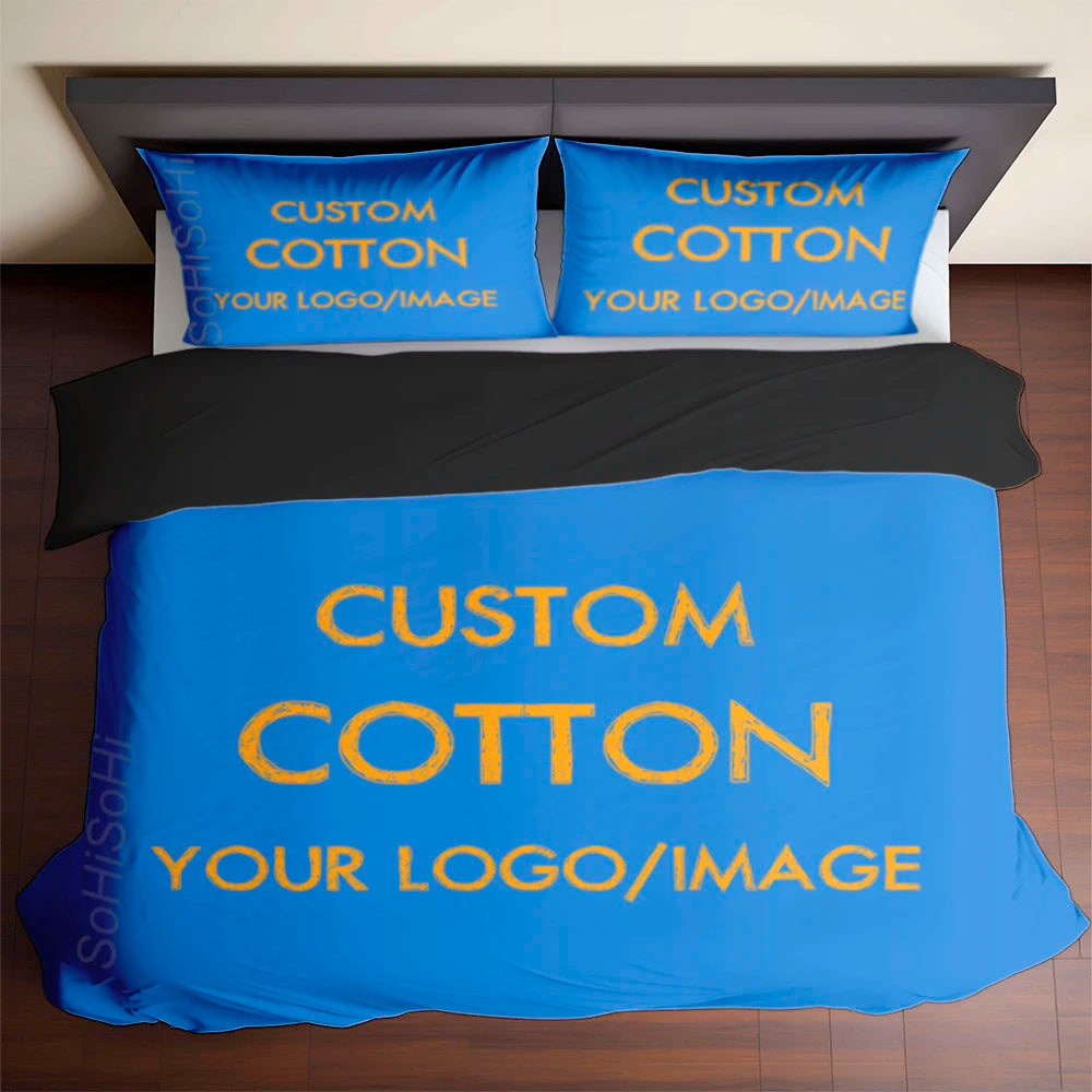 Custom 100 Percent Cotton Duvet Cover Set With Logo