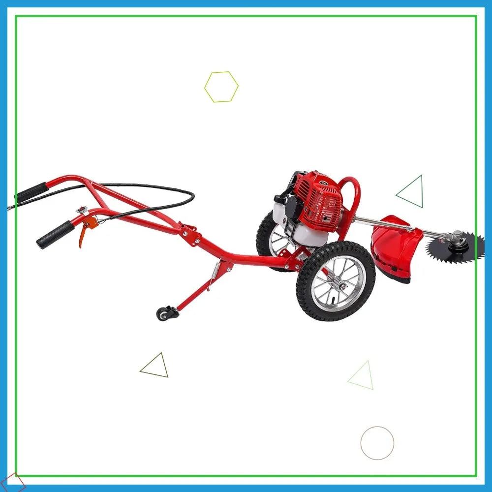 49CC Gas Walk Behind Brush Cutter 2-Stroke Push Mower with Air-Cooled Engine 7000r/min High Speed Weeding Machine