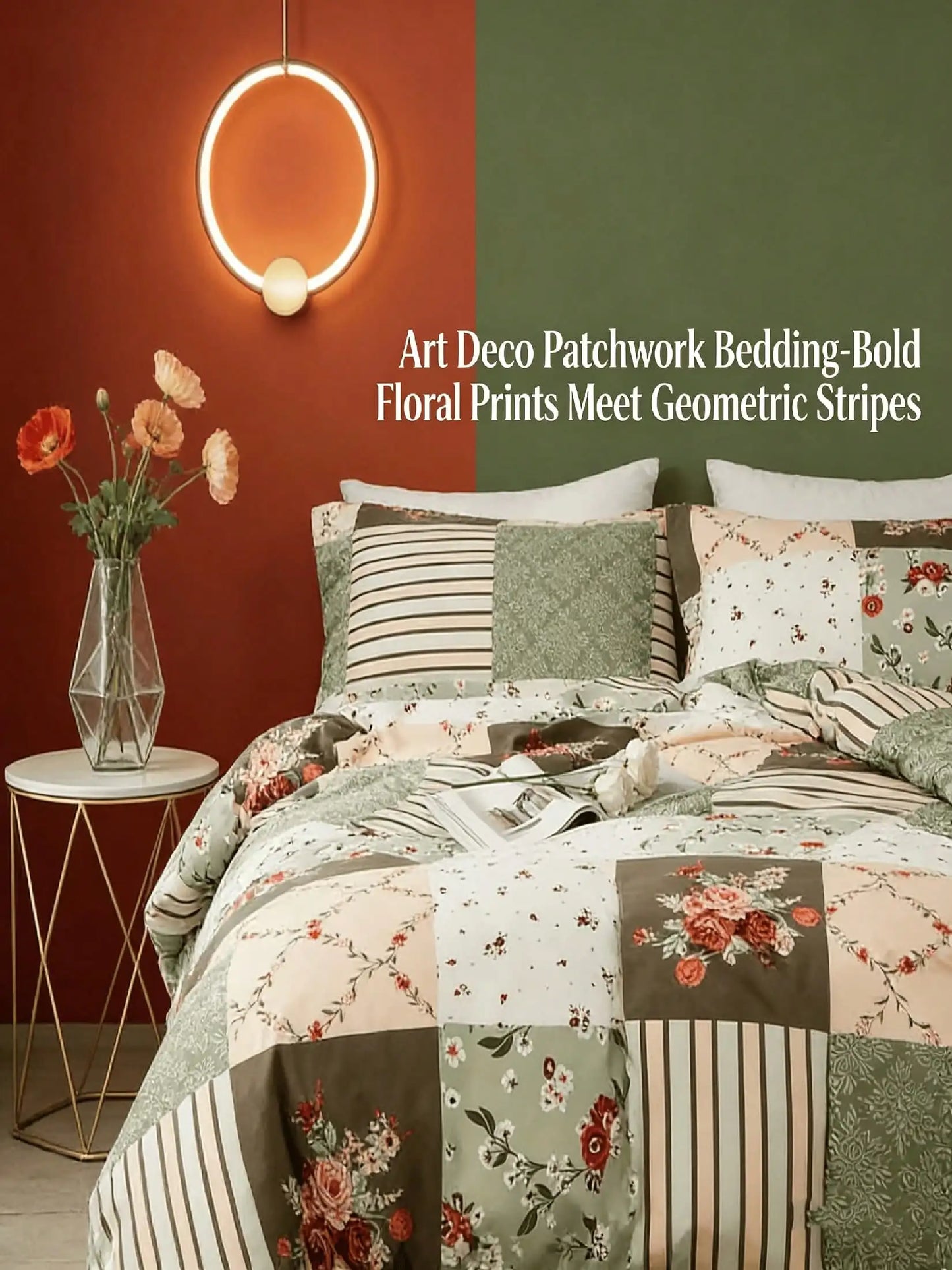 Soft Floral Patchwork Duvet Cover Set With 2 Pillowcases