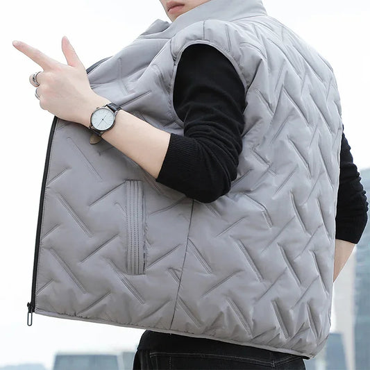 BROWON Brand 2026 New Fashion Vest Man Autumn Winter Warm Comfortable Sleeveless Jacket Mens Twill Decoration Baggy Clothes Male