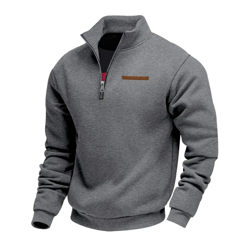 American autumn and winter heavy fleece long-sleeved men's sweater half zipper loose stand-up collar pullover men's 2028