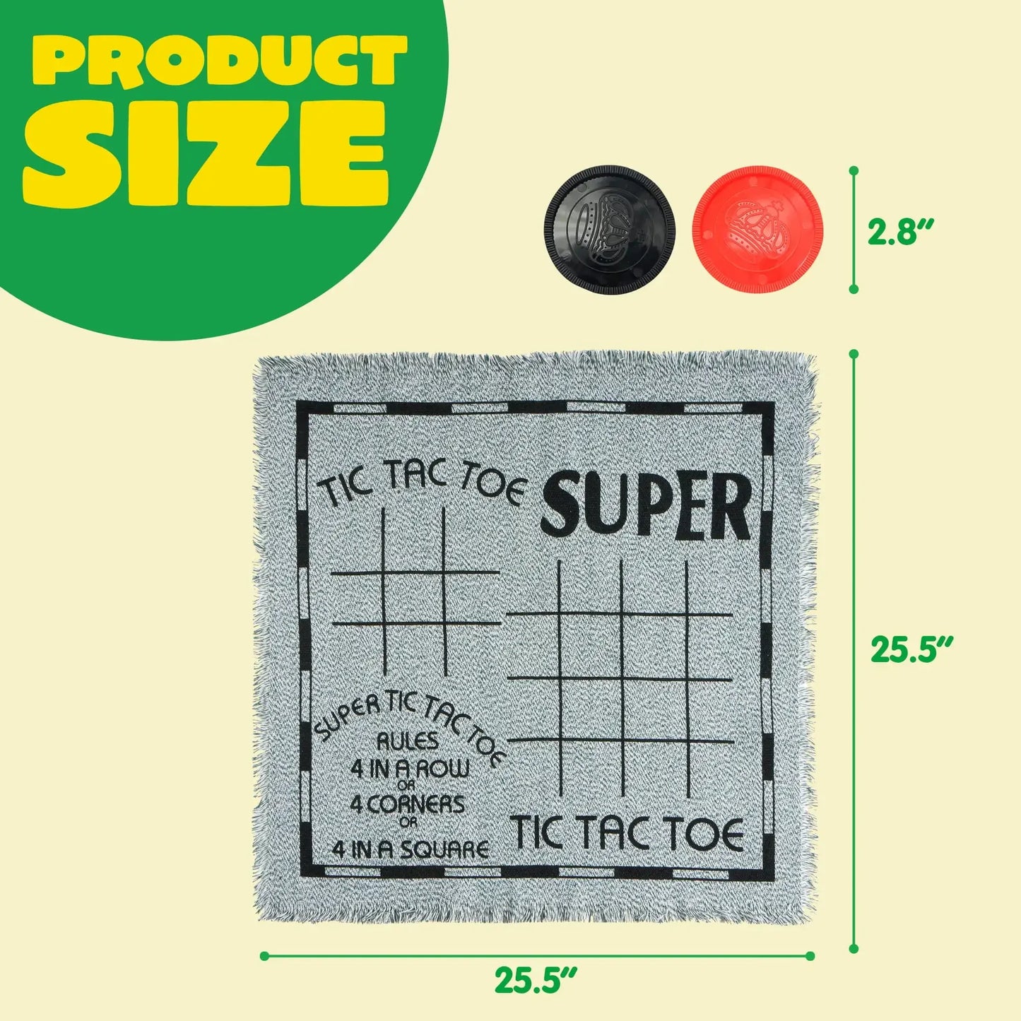 Joyfy 3-in-1 Vintage Giant Checkers Tic Tac Toe Game for Kids Outdoor Games Family Adults Game Toys