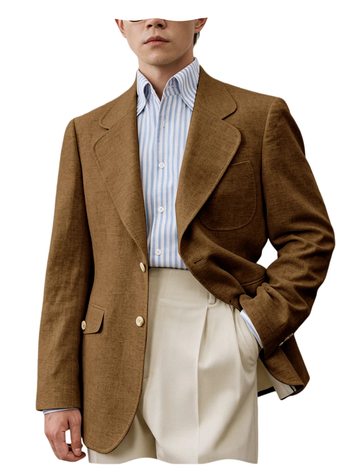 Men's Linen Blazer Casual Business Suit Jacket Single Breasted Notch Lapel Sport Coat Breathable Summer Wear for Wedding Party