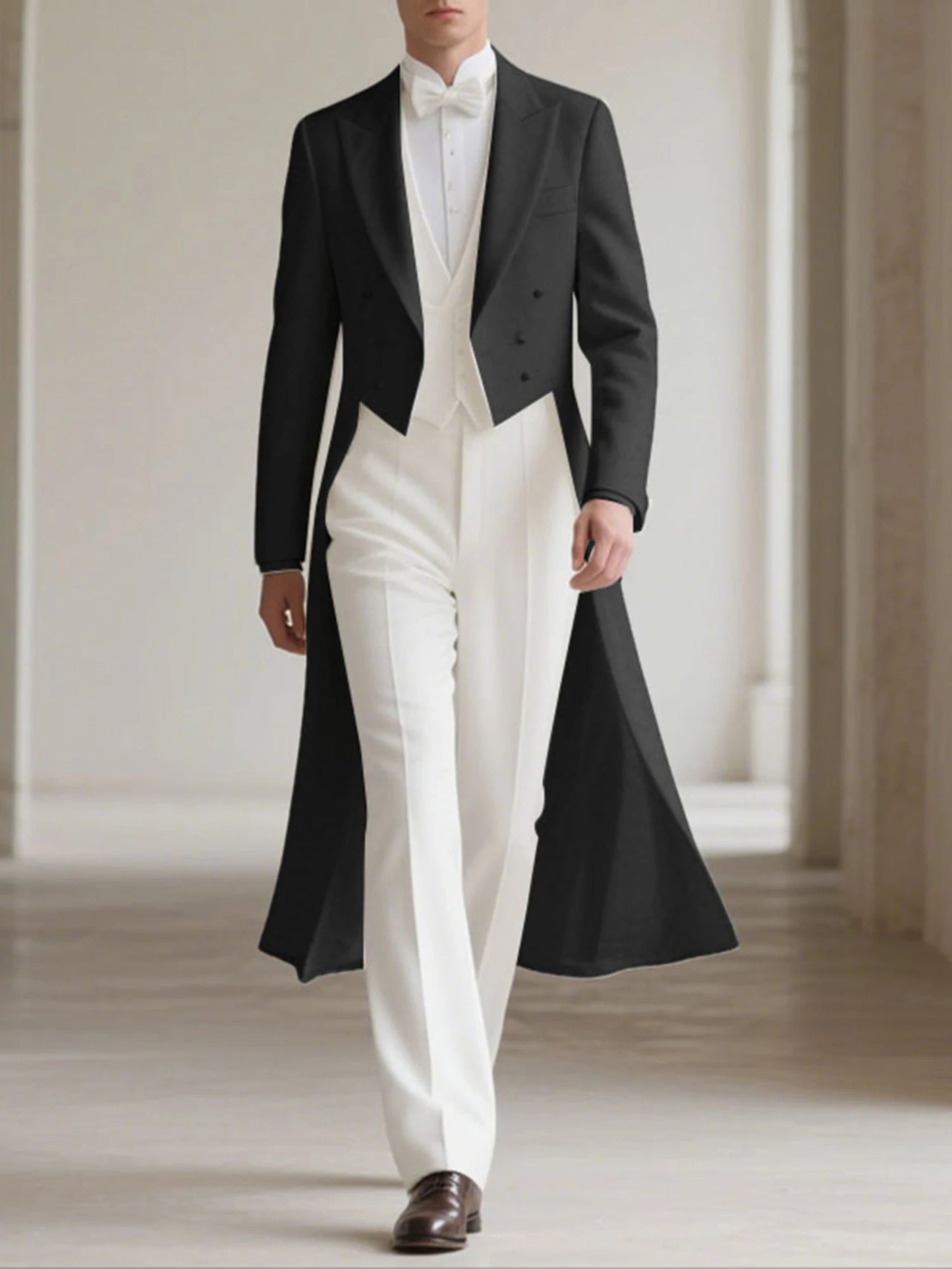 Men s Classic Blazer Jacket with Notched Lapel and Double-Breasted Closure Long Sleeve Solid Color Suit Coat