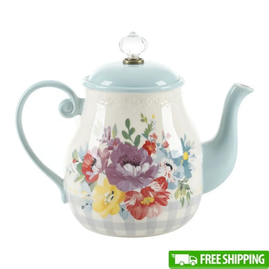 Ceramic Tea Pot With Vintage Floral Design For Tea Service