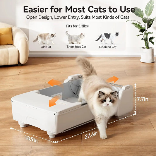 Open Top Self Cleaning Automatic Litter Box App Control Dual Rake Odor Control Anti Pinch Safety for Multi Cat, Customized