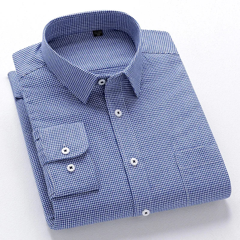 BROWON Men Premium Plaid Cotton Business Shirt