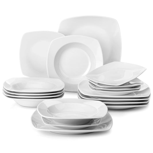 MALACASA JULIA Eighteen Piece Porcelain Dinnerware Set For 6