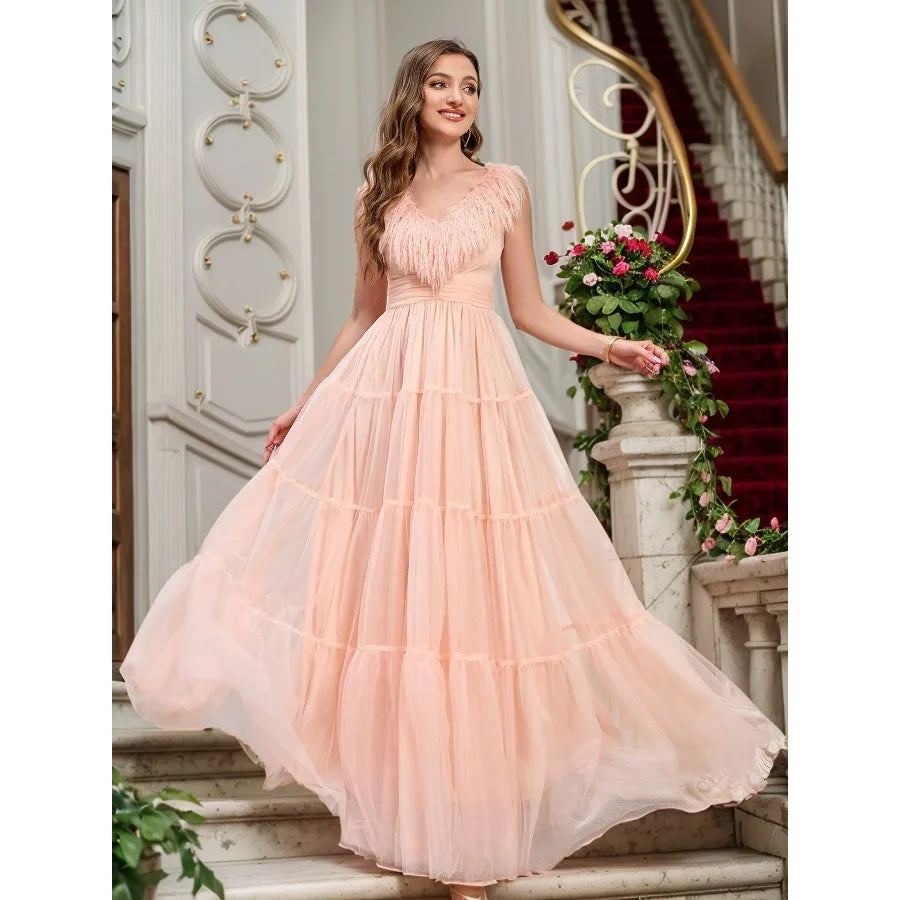 【New style】European and American   new dresses - women's dress open shoulder slim party wedding bridesmaid dress skirt