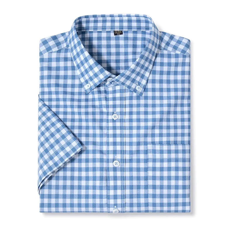 BROWON Mens Oxford Shirt Business Casual Short Sleeve Top