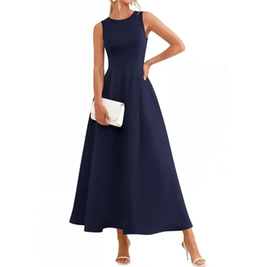 PRETTYGARDEN Women's Maxi Dress Summer Wedding Guest 2026 Spring A Line Long Tank Flowy Modest Sleeveless Cocktail Dresses