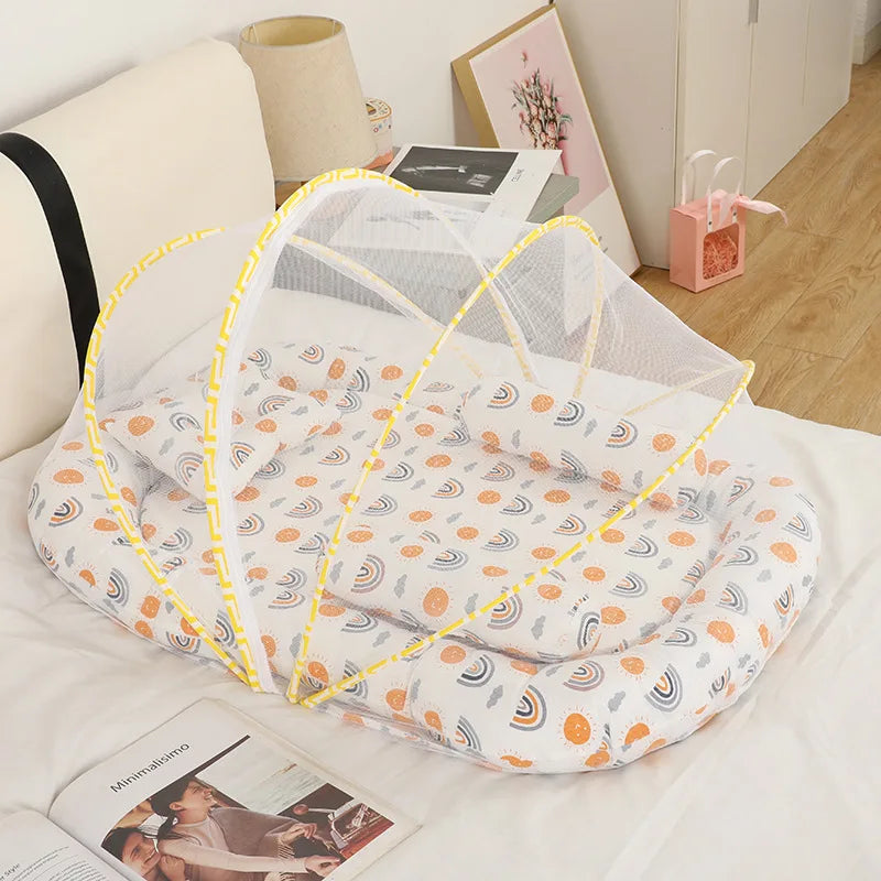 Neonatal Sleeping Pad Bedding Set For Crib With Mosquito Net All Season