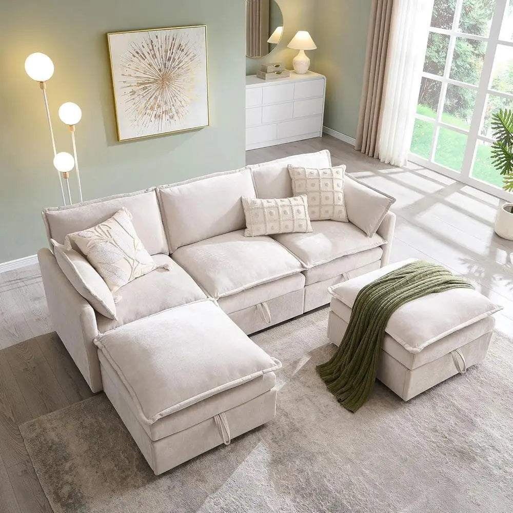 Cloud Couch U-Shape Sectional Sofa With Storage Ottoman
