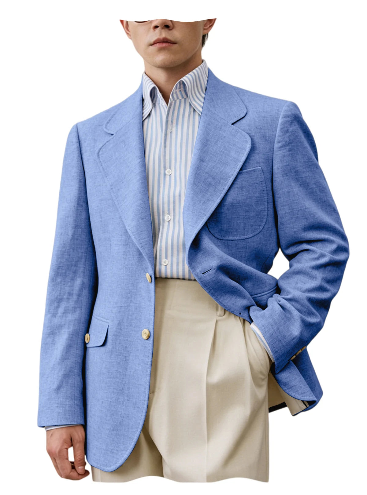 Men's Linen Blazer Casual Business Suit Jacket Single Breasted Notch Lapel Sport Coat Breathable Summer Wear for Wedding Party