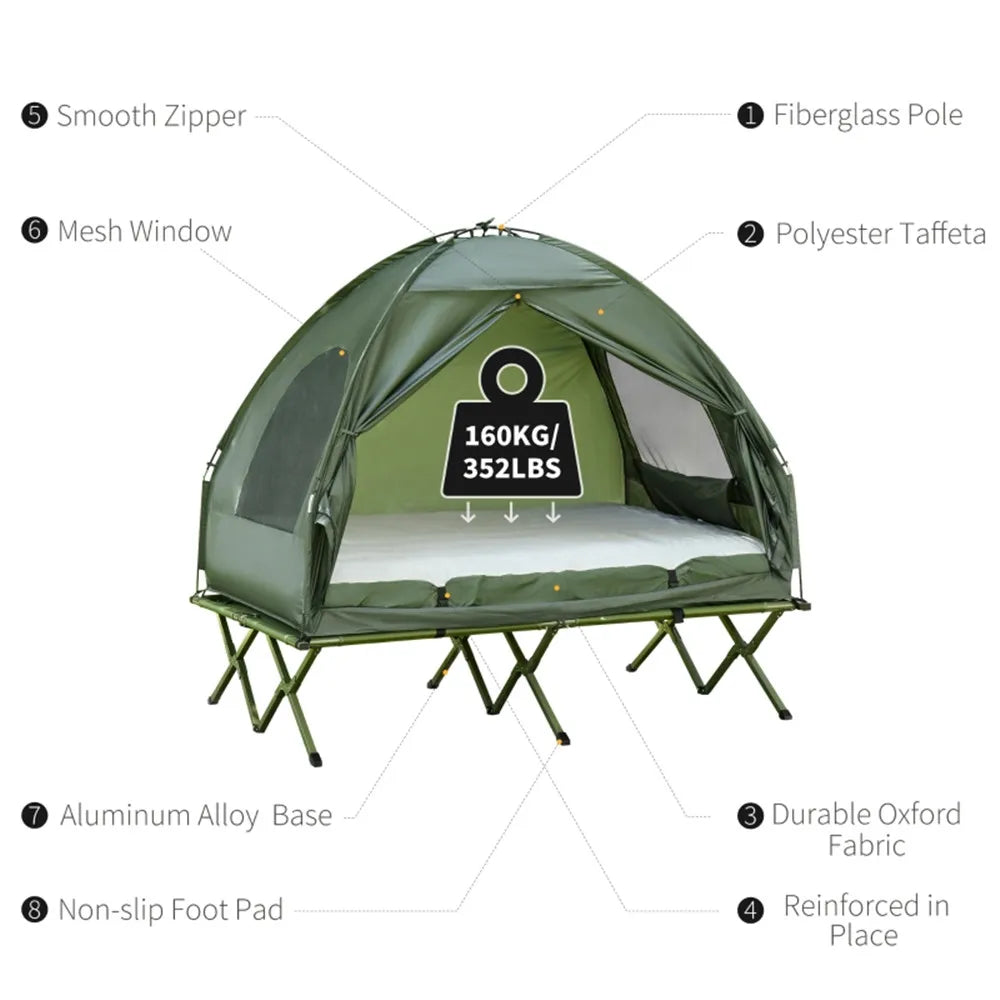 Compact One Person Folding Pop Up Off Ground Camping Bed Hiking