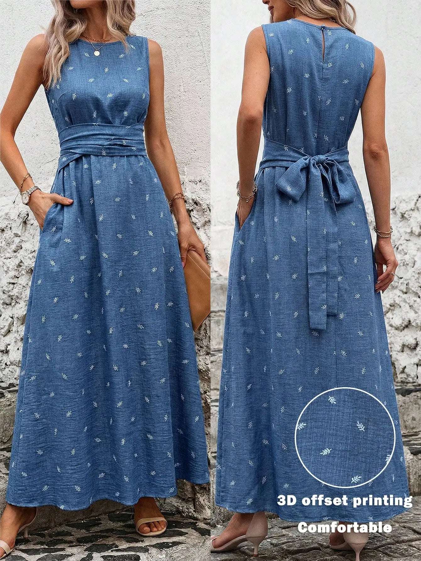 Women's Round Neck Plaid Knotted Waist A-Line Dress For Party Casual Outing