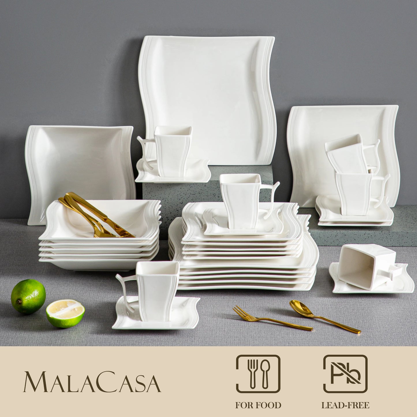 Malacasa Flora Porcelain Dinnerware Set For Twelve