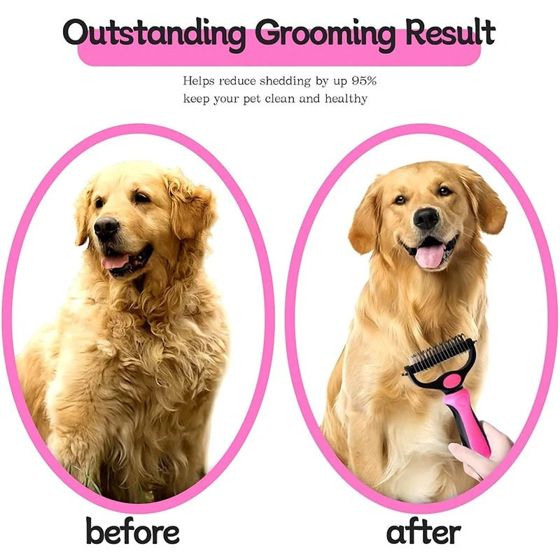 Deshedding Brush Self Cleaning Grooming Comb For Dogs And Cats