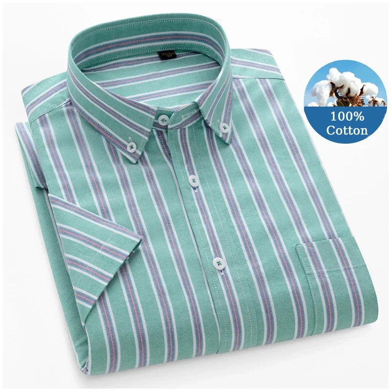 BROWON Premium Men Cotton Short Sleeve Casual Summer Shirt