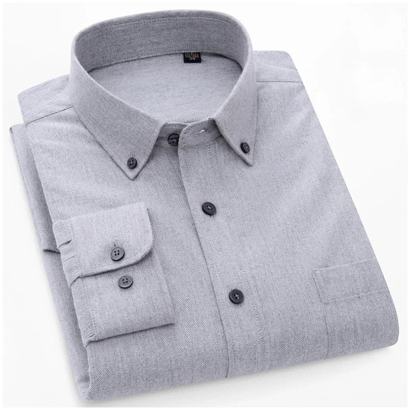 BROWON Brand 100% Cotton Elegant Dress Shirts for Men 2026 Spring Business Plaid Men Shirt Slim-fit Long Sleeves Tops Man