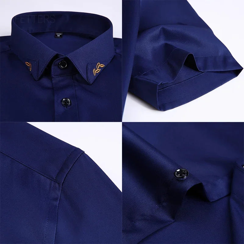 Browon Men Short Sleeve Anti Wrinkle Casual Shirt