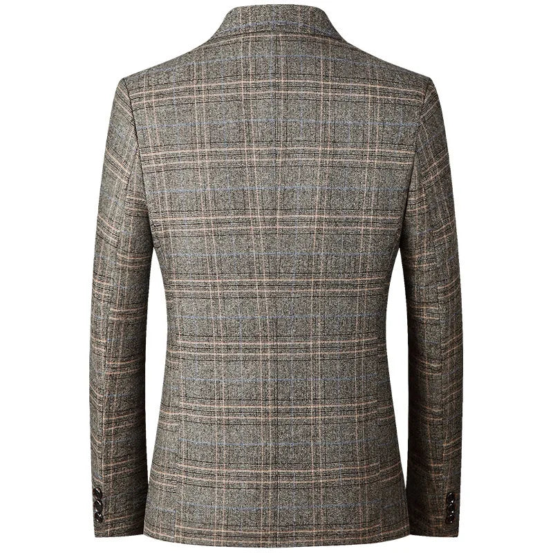 BROWON New Men Blazer Slim Fit Plaid Long Sleeve Smart Casual Blazer for Men 2026 Spring and Autumn Wedding Coat for Men Clothes
