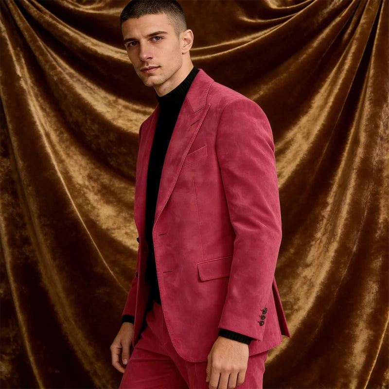 Xomoflag Men Two Piece Slim Fit Suits With Peak Lapel