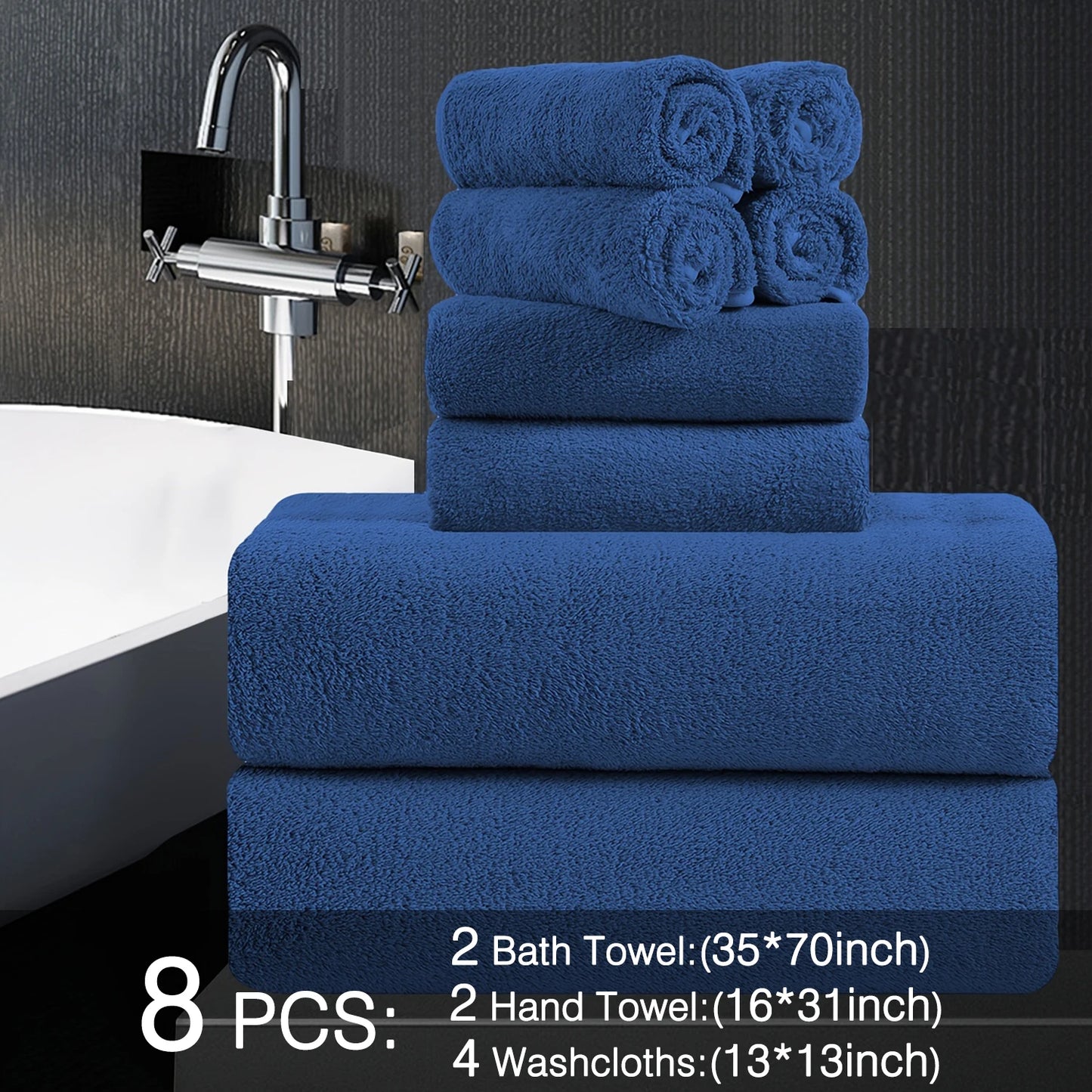 Belista Eight-Piece Bath Towels Set Soft Absorbent Quick Dry